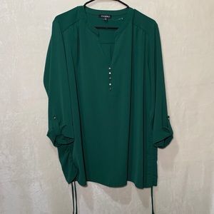 Roz & Ali Green 3/4 sleeve blouse